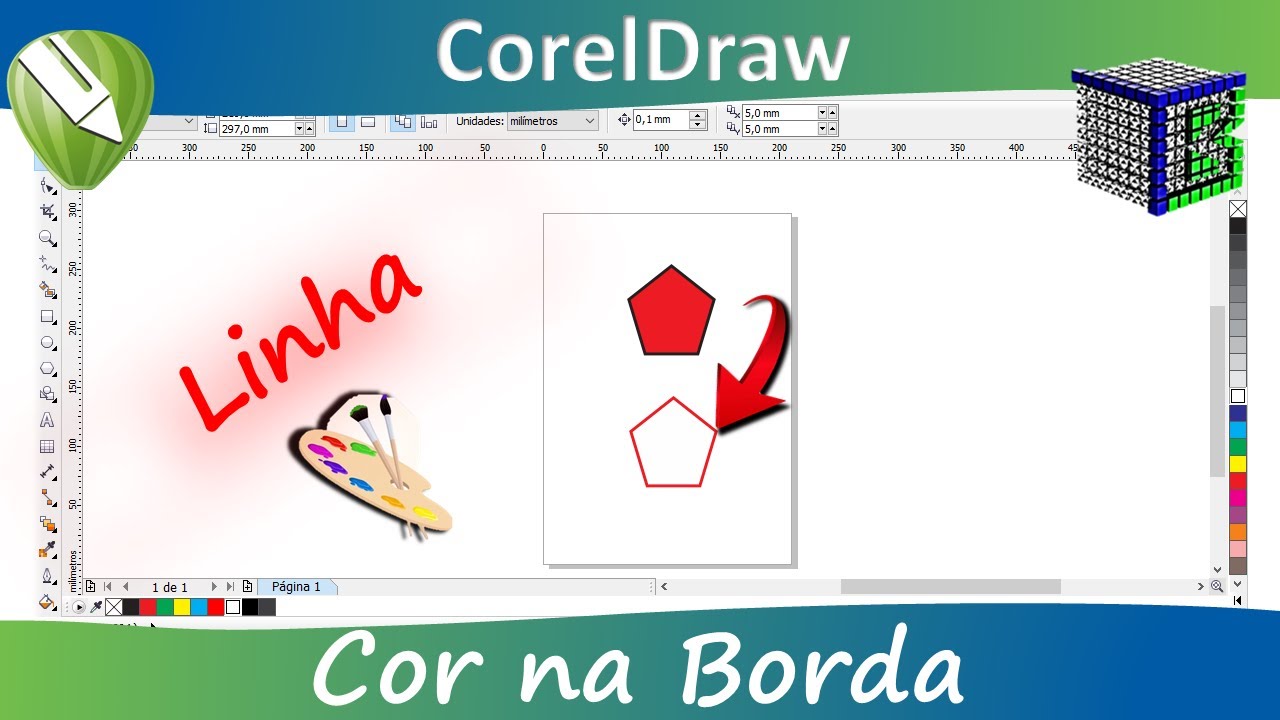 Como colocar cor na borda do desenho no CorelDraw - Colorir linha do ...