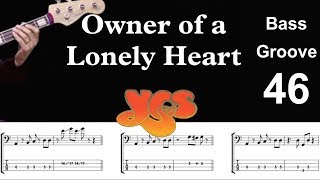 OWNER OF A LONELY HEART (Yes) How to Play Bass Groove Cover with Score & Tab Lesson chords