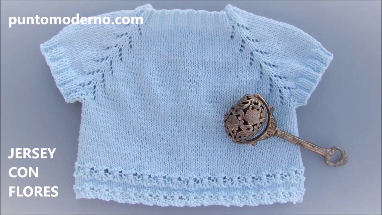 Como hacer jersey de bebe con dos agujas