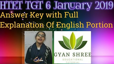 HTET TGT 6 January 2019|Answer Key with Full Explanation Of English Portion|By Gyan Shree Tutorial