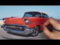 [그림]Classic car with watercolor paint - 1957 Chevy bel air. 올드카 그리기.