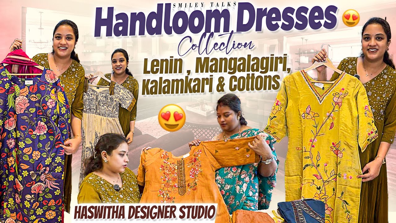 Handloom Dresses Collection | Lenin, Mangalagiri , Kalamkari & Cottons | Haswitha Designer Studio