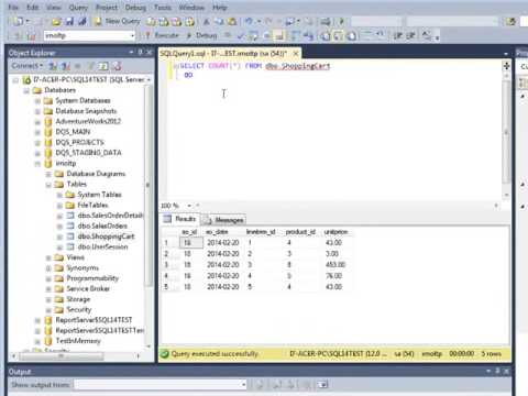 Performance test of SQL Server 2014 OLTP In Memory function with millions of rows