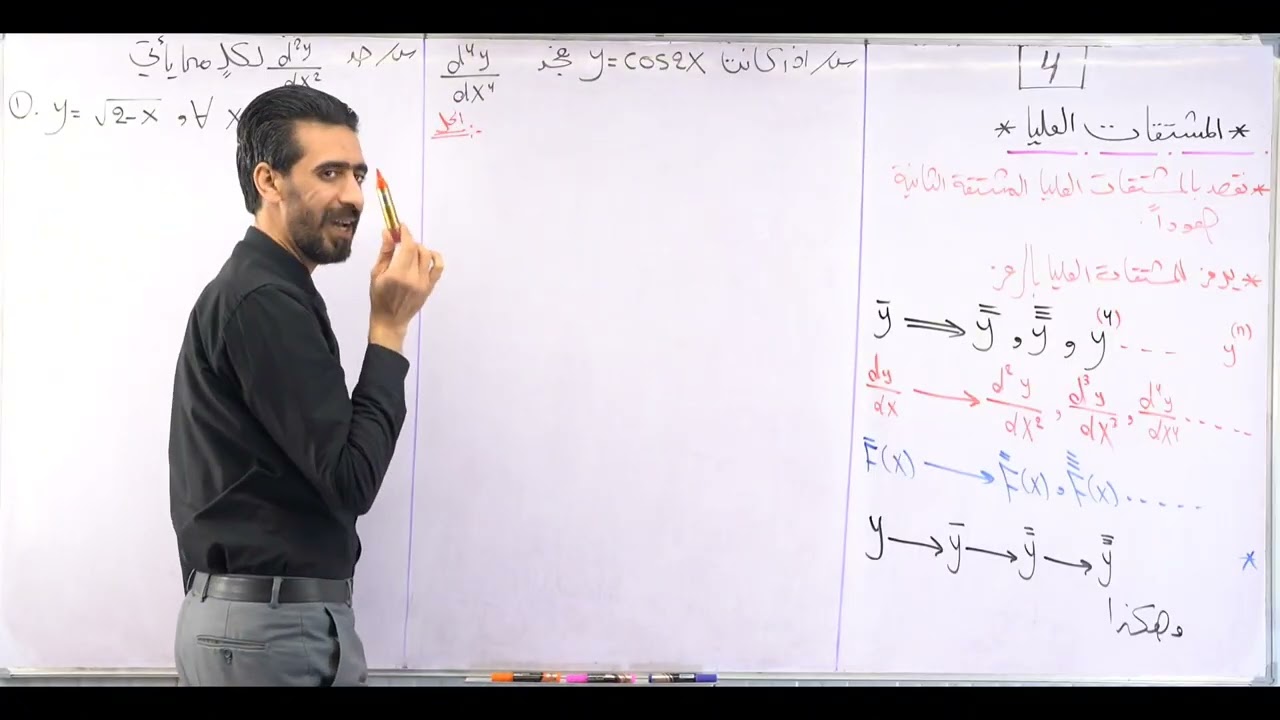 السادس العلمي/ الفصل الثالث / محاضرة 4 /التفاضل/المشتقات/قواعد الأشتقاق/الجزء الرابع