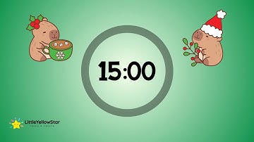 Capybara Christmas – 15 Minutes Countdown Timer With Cute Christmas Music | Holiday Classroom Timer