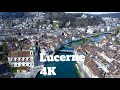 Lucerne Switzerland in 4k cinematic - Luzern from above by drone -