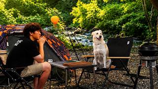 Hot Summer Creekside Camping with My Dog | Cozy Shade, Good Food & Nature Sounds
