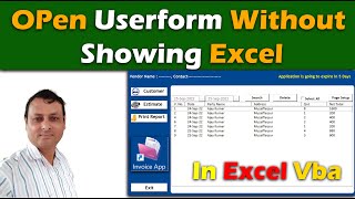 Open Userform Without showing Excel Application | vba userform | Excel VBA | Excel Application