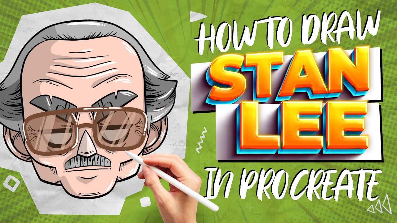 How to draw Stan Lee character | Step by Step drawing in procreate ...