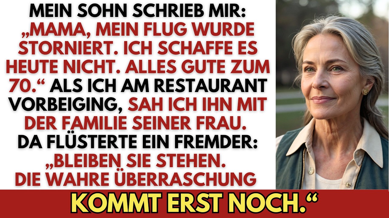 Der kalte Dezemberwind schnitt durch meinen Mantel, aber ich spürte ihn kaum, als ich vor dem Restaurant „Alter Hafen“ stand und auf mein Handy starrte. „Mama, mein Flug wurde gestrichen. Ich...