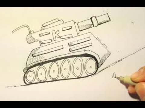 How To Draw A Tank|Step By Step|Easy|For Beginners|Kid - YouTube