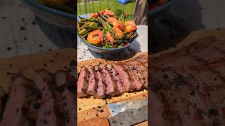🥩🦐 Surf & Turf mit grünem Spargel – der Grill-Klassiker neu gedacht!“ #steak #surfandturf