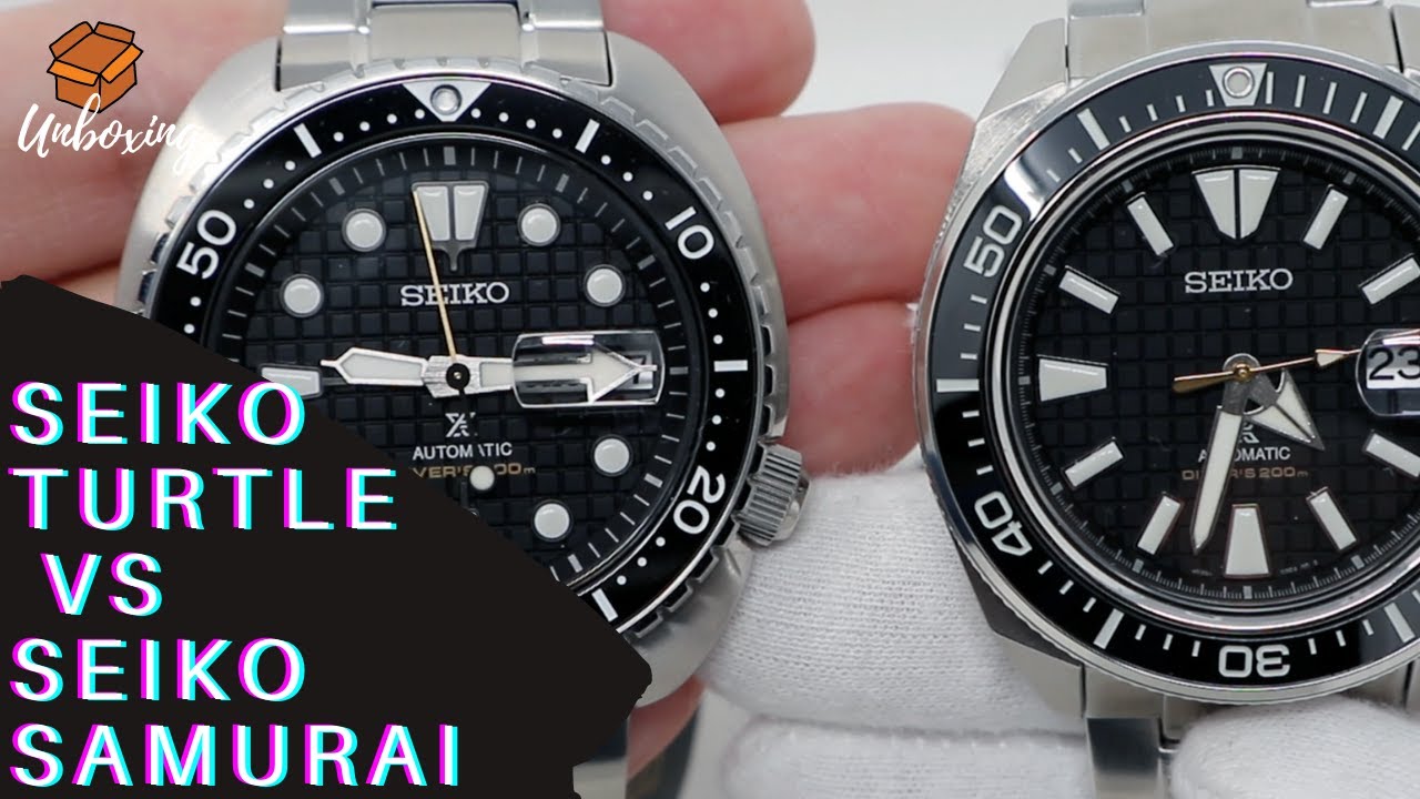 SEIKO PROSPEX KING TURTLE SRPE03K1 VS SEIKO KING SAMURAI SRPE35K1 - YouTube