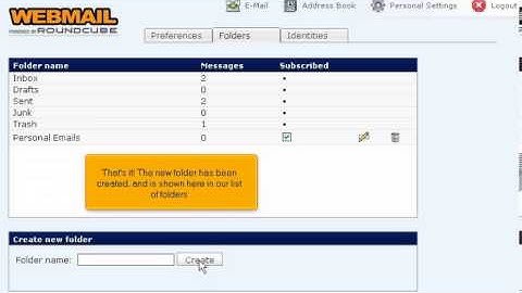 How to create folders in RoundCube