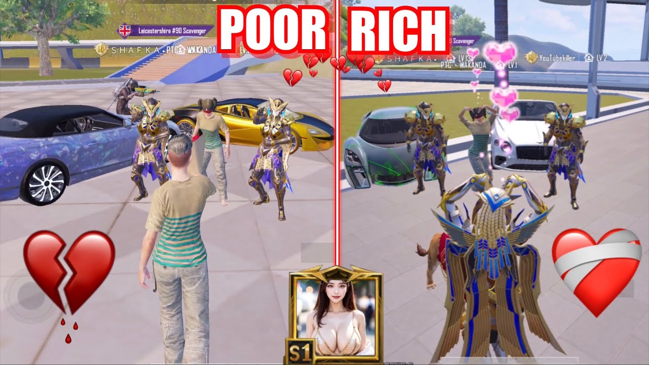 OMG😱NOOP ATTITUDE BROKEN HEART💔POOR🥺 VS RICH PLAYERS🤑WITH REVENGE😈IN CHEAR PARK|PUBG MOBILE