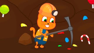 Cats Family in English  Treasure Cave Cartoon for Kids
