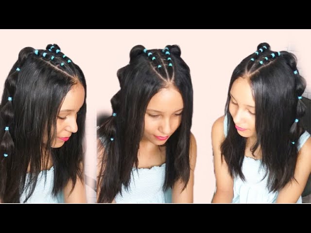 Mania de Penteado - Penteado com tranças falsas, ligas coloridas e laço de  cabelo. Um penteado simples e ao mesmo tempo delicado, que pode ser  utilizado em cabelos lisos ou cacheados para