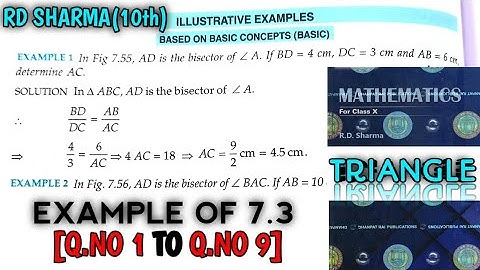 RD SHARMA CLASS 10 TRIANGLE EXAMPLE OF EX-7.3[Q.NO-1 TO 9] MATH FEAR | CHAPTER 7 | CBSE