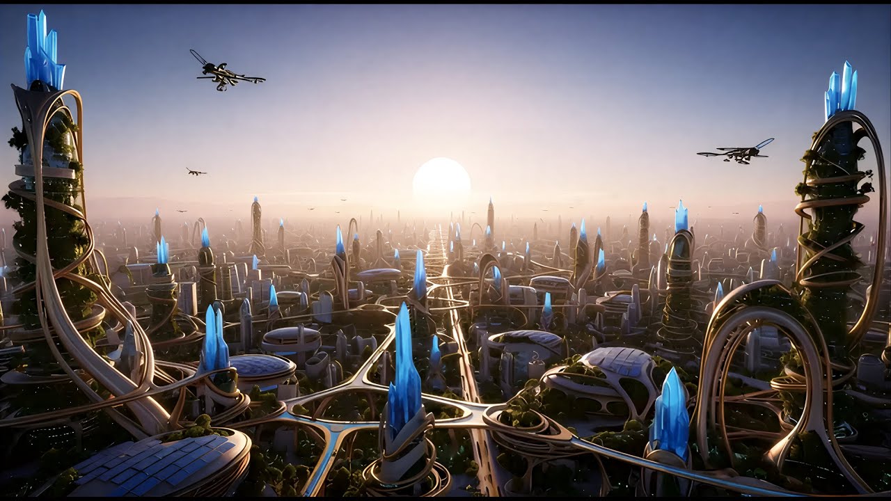 Life Above the Future City | A Calm Eco Megapolis in the Year 3100 (AI Cinematic)