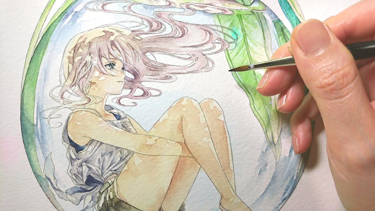 透明水彩 イラストメイキング フローラ Watercolor Painting Youtube