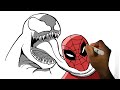 EASY How to Draw VENOM vs SPIDERMAN