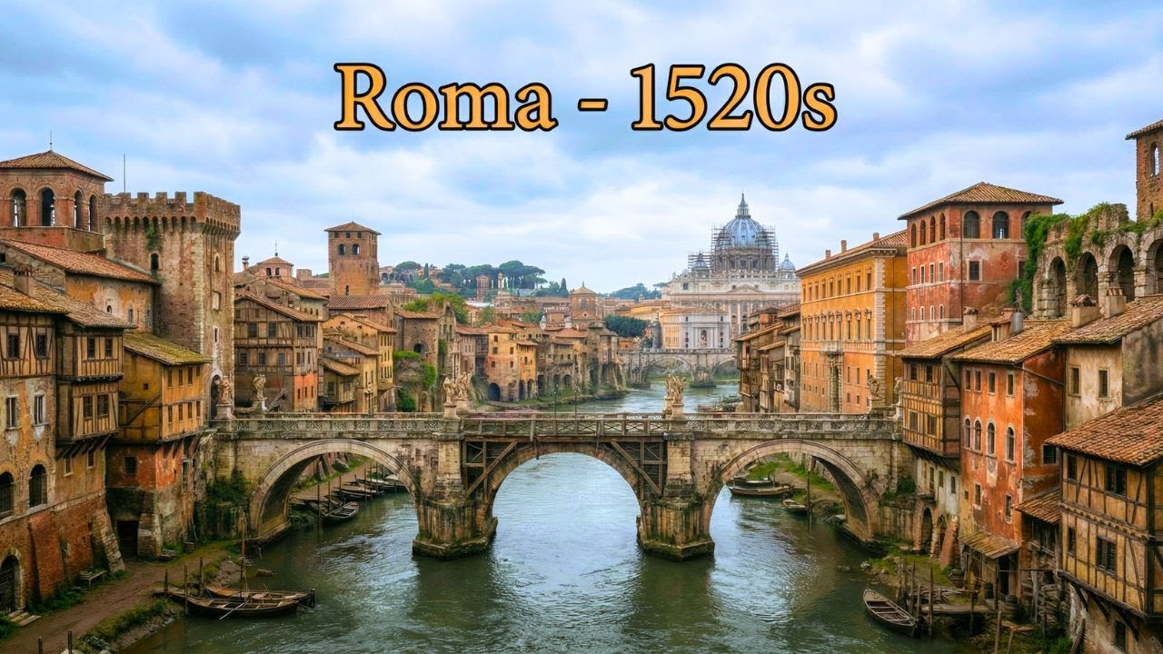ROMA EN LA DÉCADA DE 1520 (RECONSTRUCCIÓN CON IA) — ANTES DEL SAQUEO QUE DESTRUYÓ LA CIUDAD