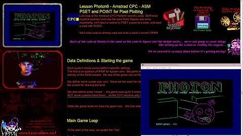 Lesson Photon6 - Amstrad CPC - ASM PSET and POINT for Pixel Plotting