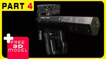 Modeling Cyberpunk Assault Rifle - complete Workflow - Part 4- Rhino7- Blender- Substance Painter