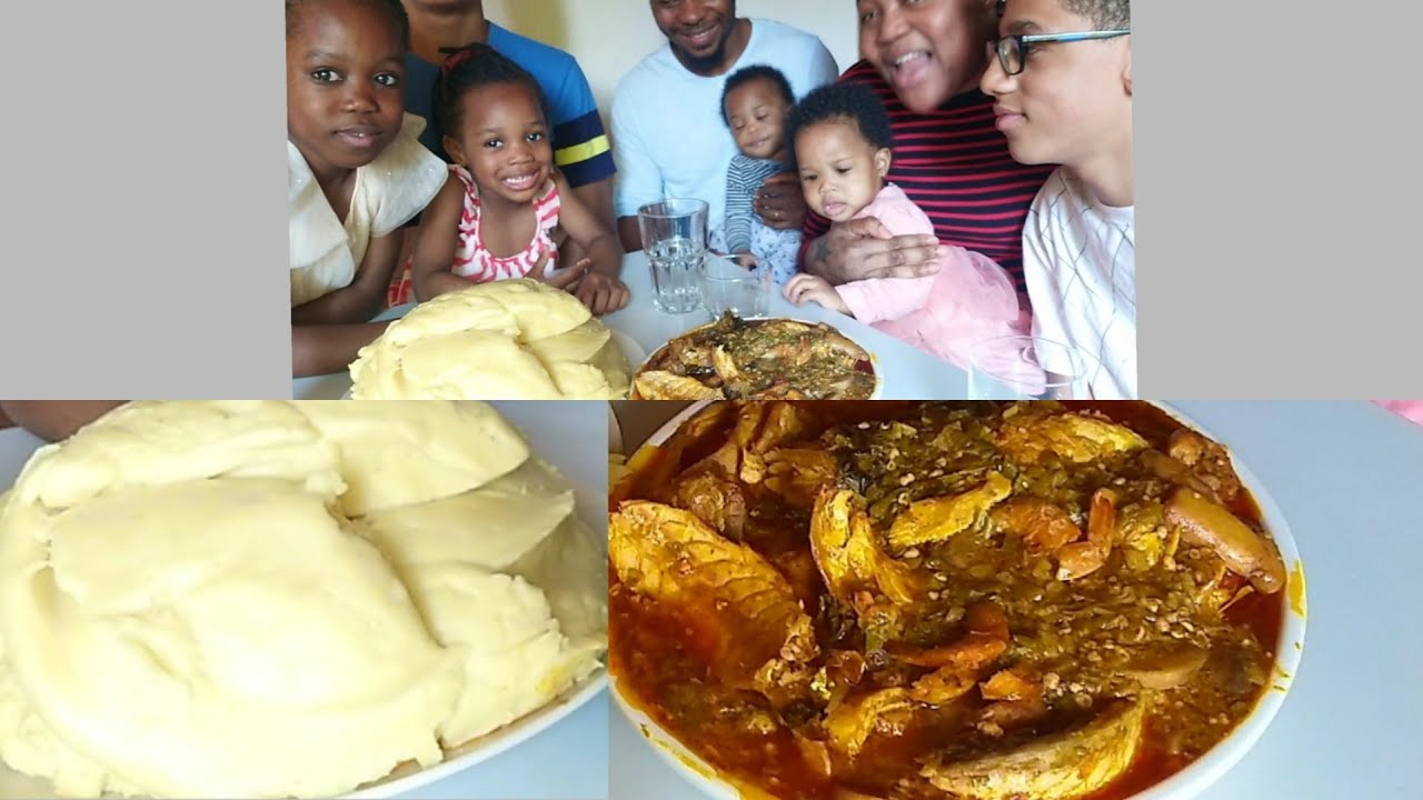 FUFU MUKBANG| POUNDED YAM AND OKRA SOUP | ITALIAN - NIGERIAN FAMILY OF 8 | NIGERIAN FOOD | GERMANY