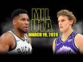Milwaukee Bucks vs Utah Jazz Full Game Highlights – March 19, 2026 | NBA Season
