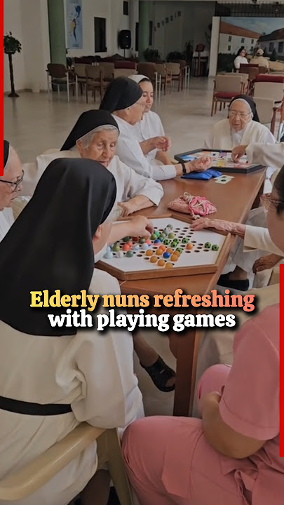 Elderly nuns enjoying a refreshing time together while playing games #catholic #nun #sister #sisters