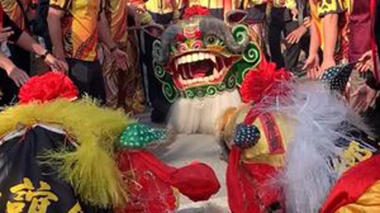 陆丰市上英镇浮头村迎接南汾庄群英舘#会狮 #南汾庄群英舘