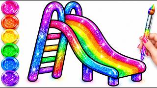 🛝✨ Slide Coloring for Kids || Learn Colors with Cute Slide Drawing | Easy Drawing for Children