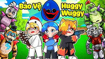 HUY NOOB BẢO VỆ TRỨNG HUGGY WUGGY KHỎI FREDDY GLAMROCK TRONG MINECRAFT*HUY NOOB THỬ THÁCH THỦ THÀNH😨