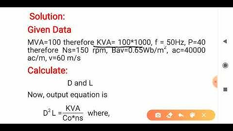 Numerical on main dimension  of synchronous machine