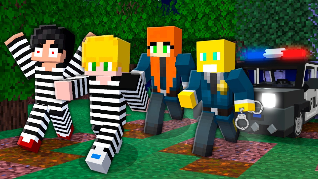 Kass e KR Precisam Fugir da Policia no Minecraft!