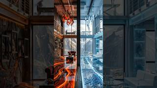 Luxury Living Room Fire vs Ice Double Epoxy Floor Transformation #viral #epoxyfloor #transformation