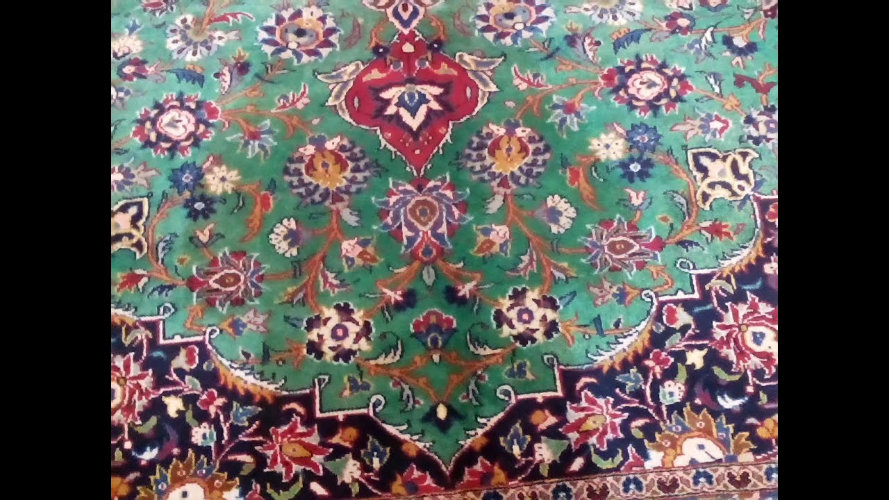 persian green kashan carpet - YouTube