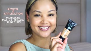 MAYBELLINE FIT ME MATTE AND PORELESS FOUNDATION | REVIEW &amp; TRY ON | 351 GOLDEN CARAMEL