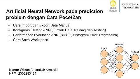 Cara Pecet2an Artificial Neural Network pada prediction problem di Matlab