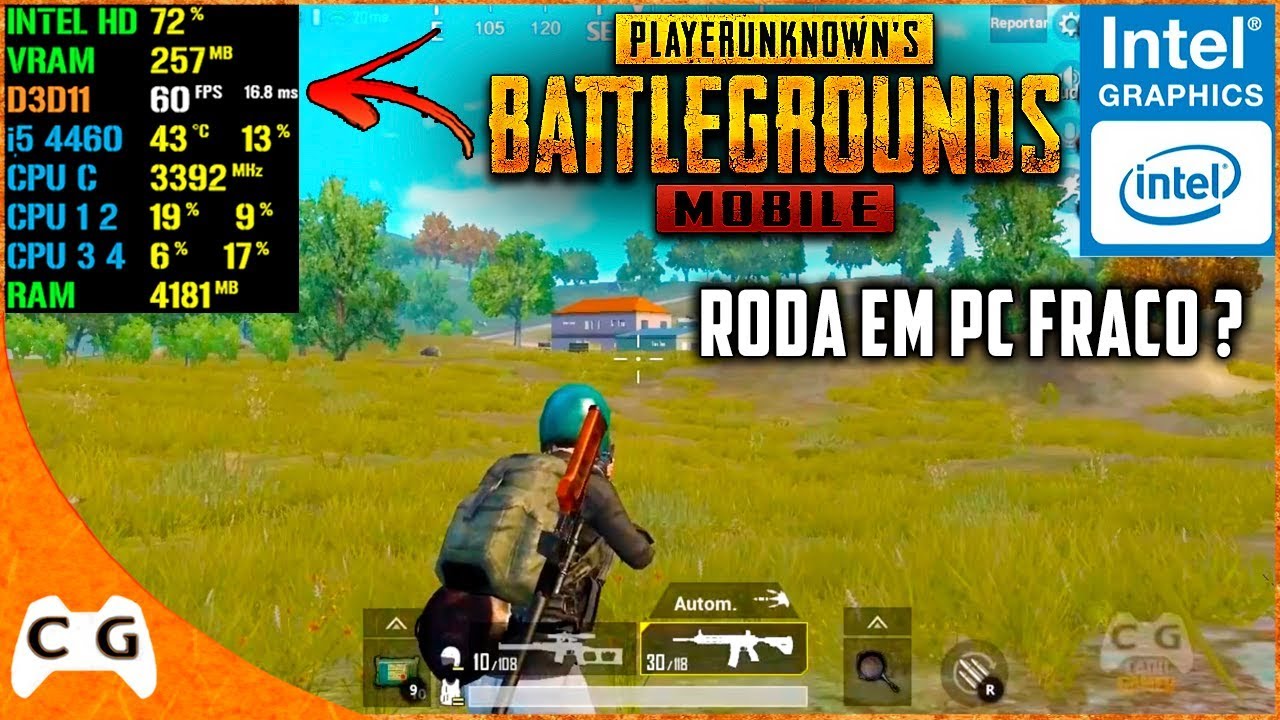 PUBG Mobile Para PC Fraco ? Veja Gameplay Teste Na Intel HD Graphics #533 - 