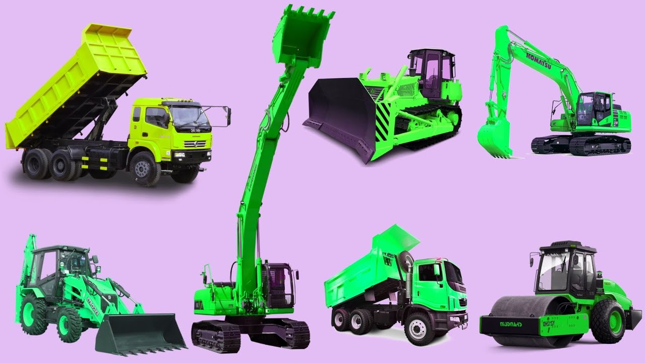 Excavator, Dump Truck, Road Roller, Compactor, Backhoe Loader