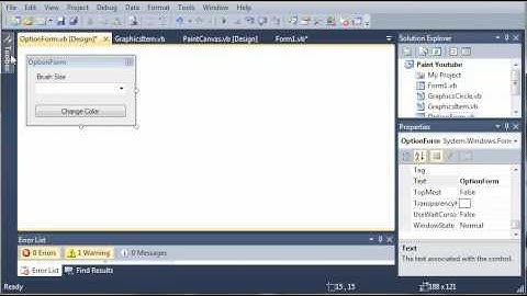 Visual Basic Tutorial - 174 - Paint Part 7   Creating The Options Form