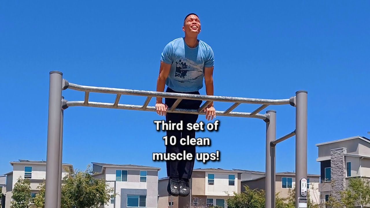 Third set of 10 clean muscle ups! - YouTube