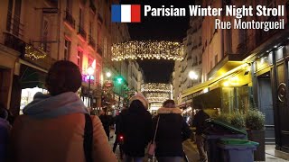 🇫🇷 Paris: Winter Parisian Night Stroll, Rue Montorgueil