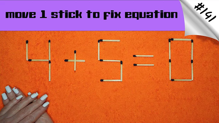 Matchstick puzzle #141 | Match puzzle 4+5=0 with hint and solution.