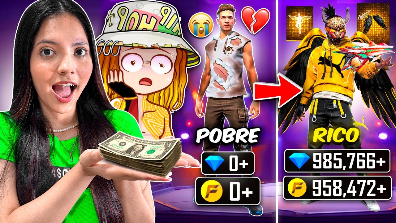CONVIERTO UNA CUENTA DE POBRE A MILLONARIA EN FREE FIRE CON LUPITA😱!!
