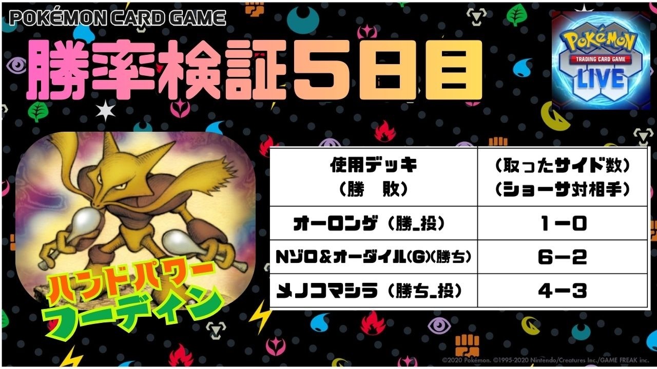 【勝てない人のための　#PTCGL 配信】シティ優勝のフーディン使ってランクマッチにて勝率検証（５日目）
