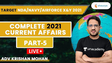 Complete 2021 Current Affairs - Part - 5 | Target NDA/Navy/Airforce X&Y | Adv Krishan Mohan