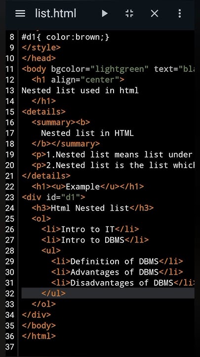 Nested List Using HTML & CSS #nested #list #example #htmlandcss - YouTube